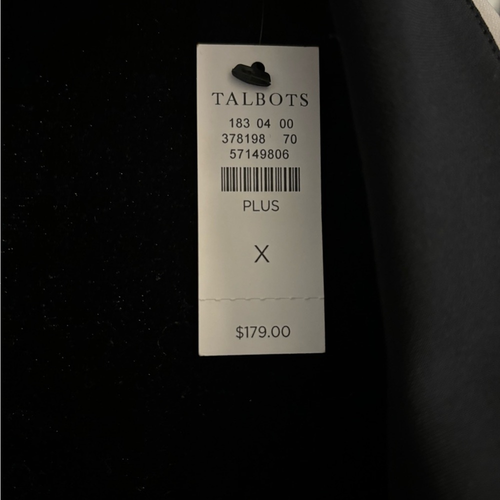 Talbots Tipped Jersey Midi Shirtdress Long Sleeve NWT Black With White Trim - Picture 6 of 6
